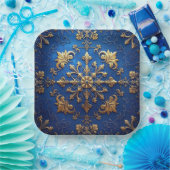 Blauw decoratief kerstfeest papieren bord (Feest)