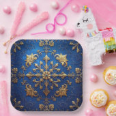 Blauw decoratief kerstfeest papieren bord (Feest)