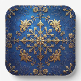 Blauw decoratief kerstfeest papieren bord