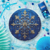 Blauw decoratief kerstfeest papieren bord (Feest)