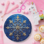 Blauw decoratief kerstfeest papieren bord (Feest)