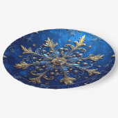 Blauw decoratief kerstfeest papieren bord (Gekanteld)