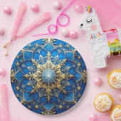 Blauw decoratief kerstfeest papieren bord (Feest)