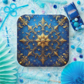 Blauw decoratief kerstfeest papieren bord (Feest)