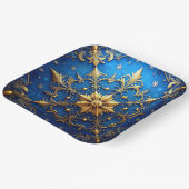 Blauw decoratief kerstfeest papieren bord (Gebogen)