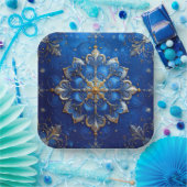 Blauw decoratief kerstfeest papieren bord (Feest)