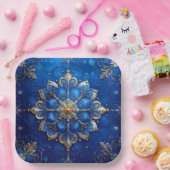 Blauw decoratief kerstfeest papieren bord (Feest)