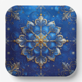 Blauw decoratief kerstfeest papieren bord
