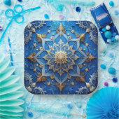 Blauw decoratief kerstfeest papieren bord (Feest)