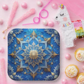Blauw decoratief kerstfeest papieren bord (Feest)