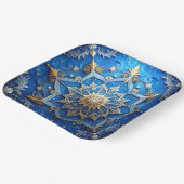 Blauw decoratief kerstfeest papieren bord (Gebogen)