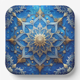 Blauw decoratief kerstfeest papieren bord