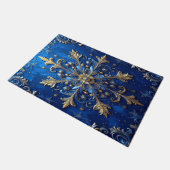 Blauw decoratief kerstmatje deurmat (Schuin)