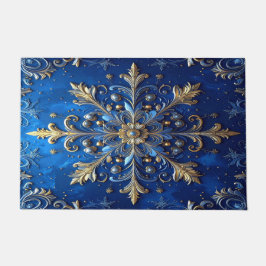 Blauw decoratief kerstmatje deurmat