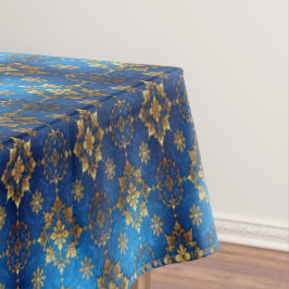 Blauw decoratief kersttafelkleed tafelkleed