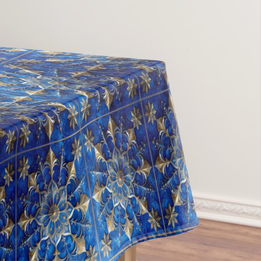 Blauw decoratief kersttafelkleed tafelkleed (Voorbeeld)