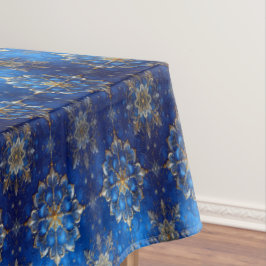 Blauw decoratief kersttafelkleed tafelkleed