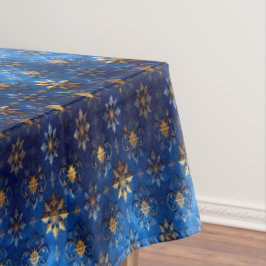 Blauw decoratief kersttafelkleed tafelkleed