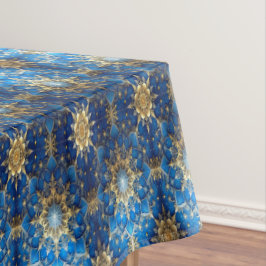 Blauw decoratief kersttafelkleed tafelkleed
