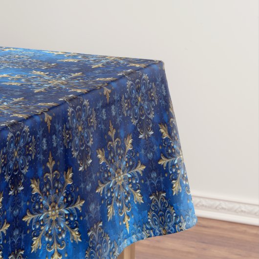 Blauw decoratief kersttafelkleed tafelkleed (Voorbeeld)
