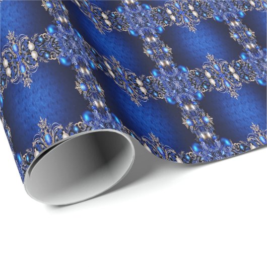 Blauw decoratief kerstverpakkings papier (Rol Hoek)