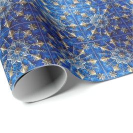 Blauw decoratief kerstverpakkings papier