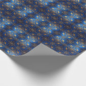 Blauw decoratief kerstverpakkings papier (Hoek)