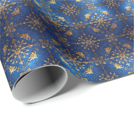 Blauw decoratief kerstverpakkings papier