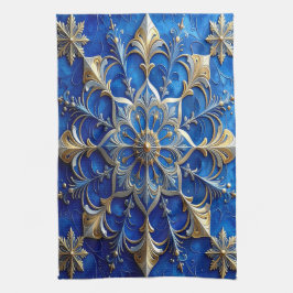 Blauw decoratief keukendoek voor de feestdagen theedoek