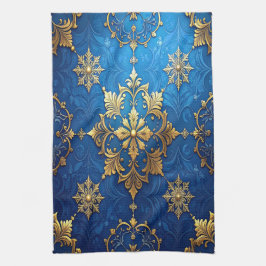 Blauw decoratief keukendoek voor de feestdagen theedoek