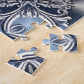 Blauw decoratief legpuzzel (Zijkant)