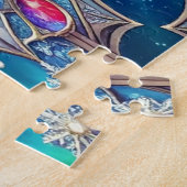 Blauw decoratief legpuzzel (Zijkant)