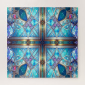 Blauw decoratief legpuzzel (Horizontaal)