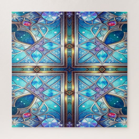 Blauw decoratief legpuzzel (Verticaal)