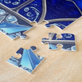 Blauw decoratief legpuzzel (Zijkant)