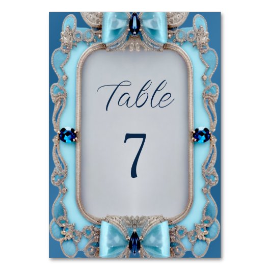 Blauw Decoratief Lijst Tafelnummer (Achterkant)