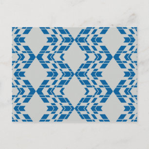Blauw, decoratief, modern, trendy, koele geometris briefkaart