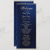 Blauw Decoratief Modern Trouwprogramma Programmakaart (Voorkant / Achterkant)