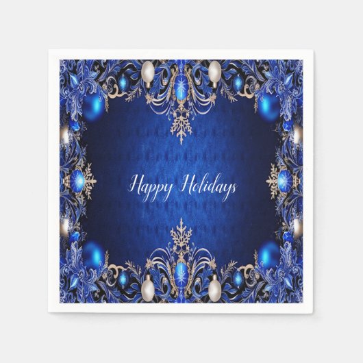 Blauw Decoratief Vakantie Servet (Voorkant)