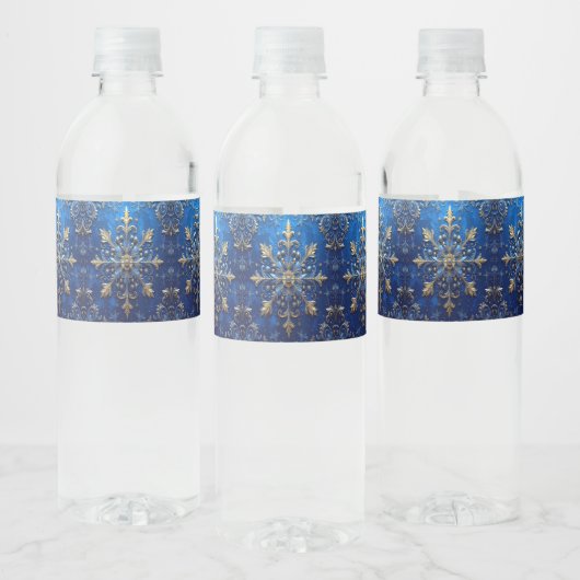 Blauw decoratief vakantie waterfles etiket (Flessen)