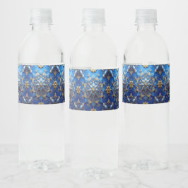 Blauw decoratief vakantie waterfles etiket