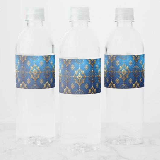 Blauw decoratief vakantie waterfles etiket (Flessen)