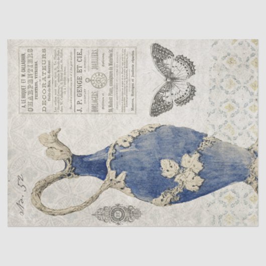 blauw decoratief vet en vlinder tissuepapier (Voorkant)