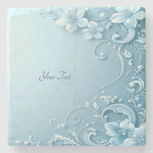 Blauw decoratieve bloem stenen onderzetter