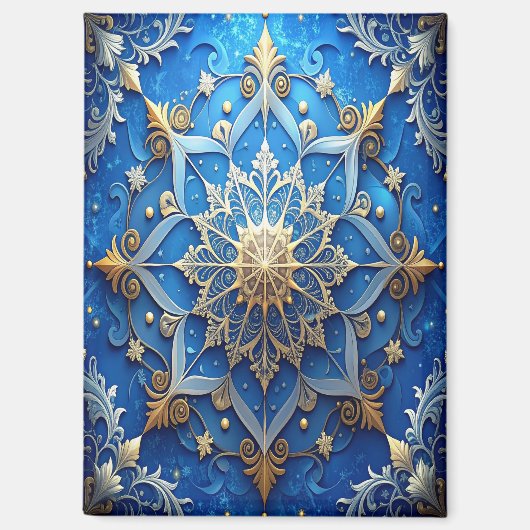 Blauw decoratieve kerstvakantie magneet (Voorkant)