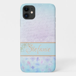 Blauw deeg met zachte bloemen Case-Mate iPhone case