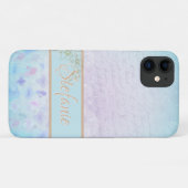 Blauw deeg met zachte bloemen Case-Mate iPhone case (Achterkant (horizontaal))
