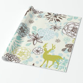  blauw deer cadeaupapier (Uitgerold)