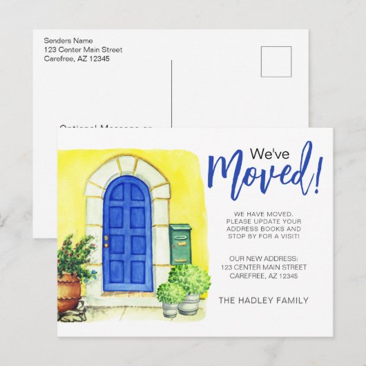 Blauw dehuis aankondigingskaart (Voorkant / Achterkant)