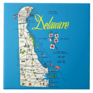 Blauw Delaware kaart keramische tegel Tegeltje